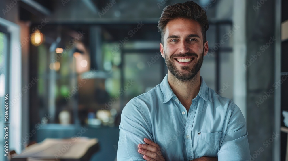 Handsome man's portrait, showcasing top job candidacy Handsome man's portrait, showcasing top job candidacy