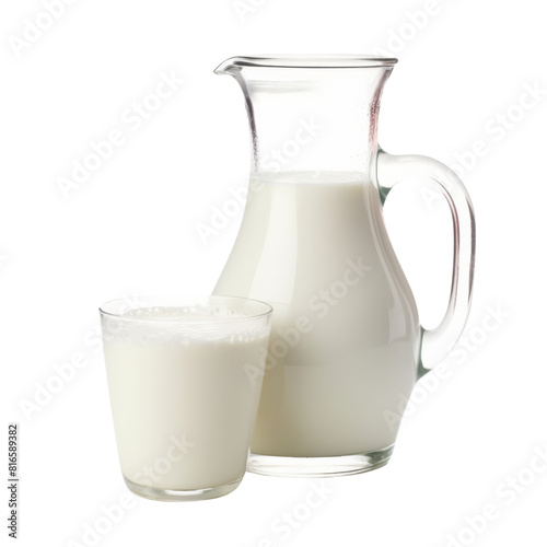 Fresh Milk in a Clear Glass Bottle Isolated Without Background