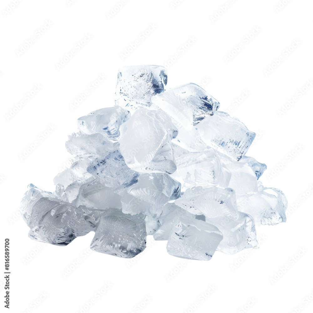 Crisp Snowflake on Clear Ice, Isolated without Background