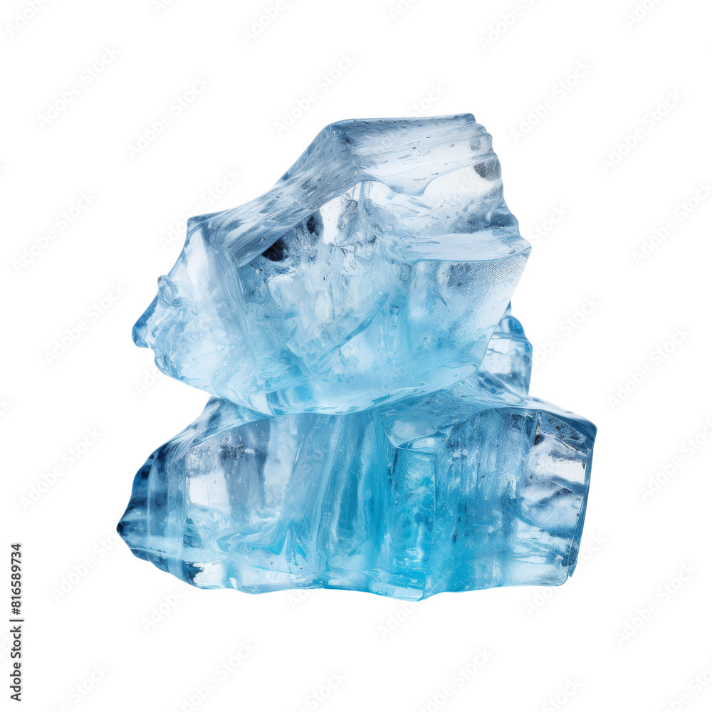 Fototapeta premium Frosty Snowflake on Ice, Isolated without Background for Winter Designs.