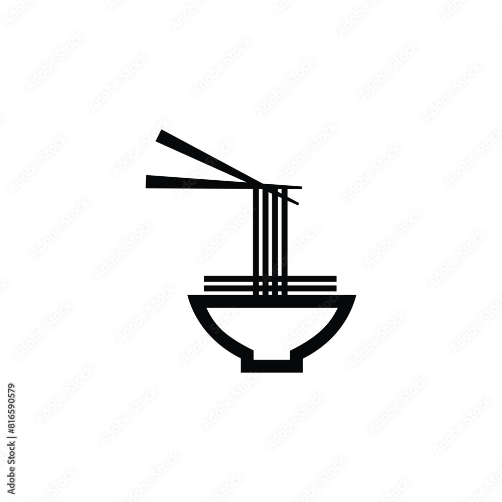 flat design icon logo of noodles in a bowl flat design icon logo of noodles in a bowl