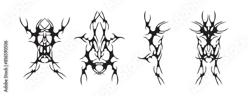 Set of neo tribal tattoo. Abstract ethnic shapes in gothic style. Individual designer elements for decorating