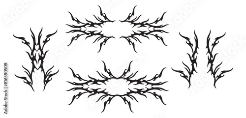 Set of neo tribal tattoo. Abstract ethnic shapes in gothic style. Individual designer elements for decorating
