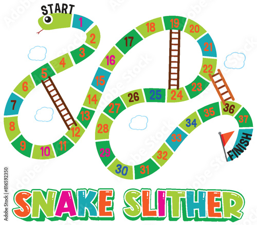 Vector illustration of a snake and ladder game