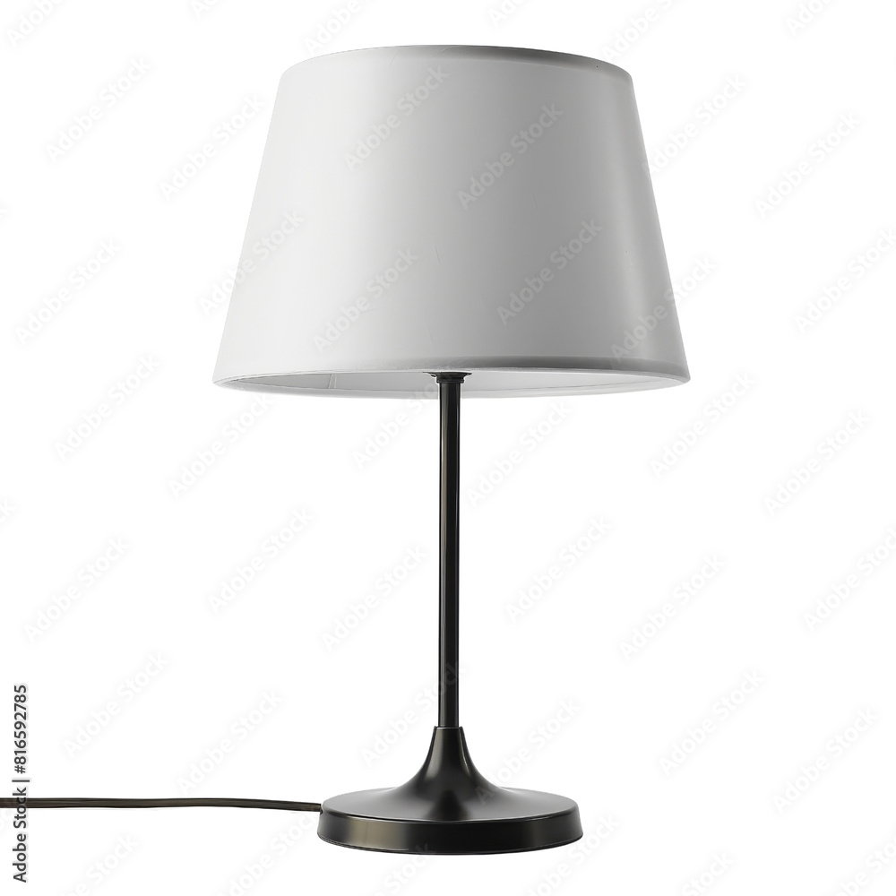 Modern Table Lamp Illuminated on Isolated Background without Cutoff