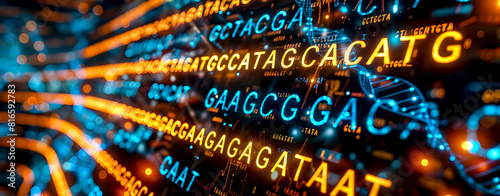 Genetic code ACTG. Bioinformatics and genome sequencing. photo