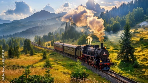 Charming image of a steam train chugging through picture