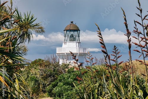 Lighthouse on the Atiwhu Peninsula. Manukau Heads-Awhitu Central, Waiuku, Auckland, New Zealand. photo