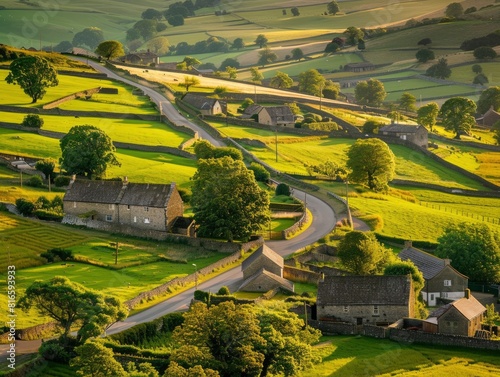 A rural landscape with a road running through it photo