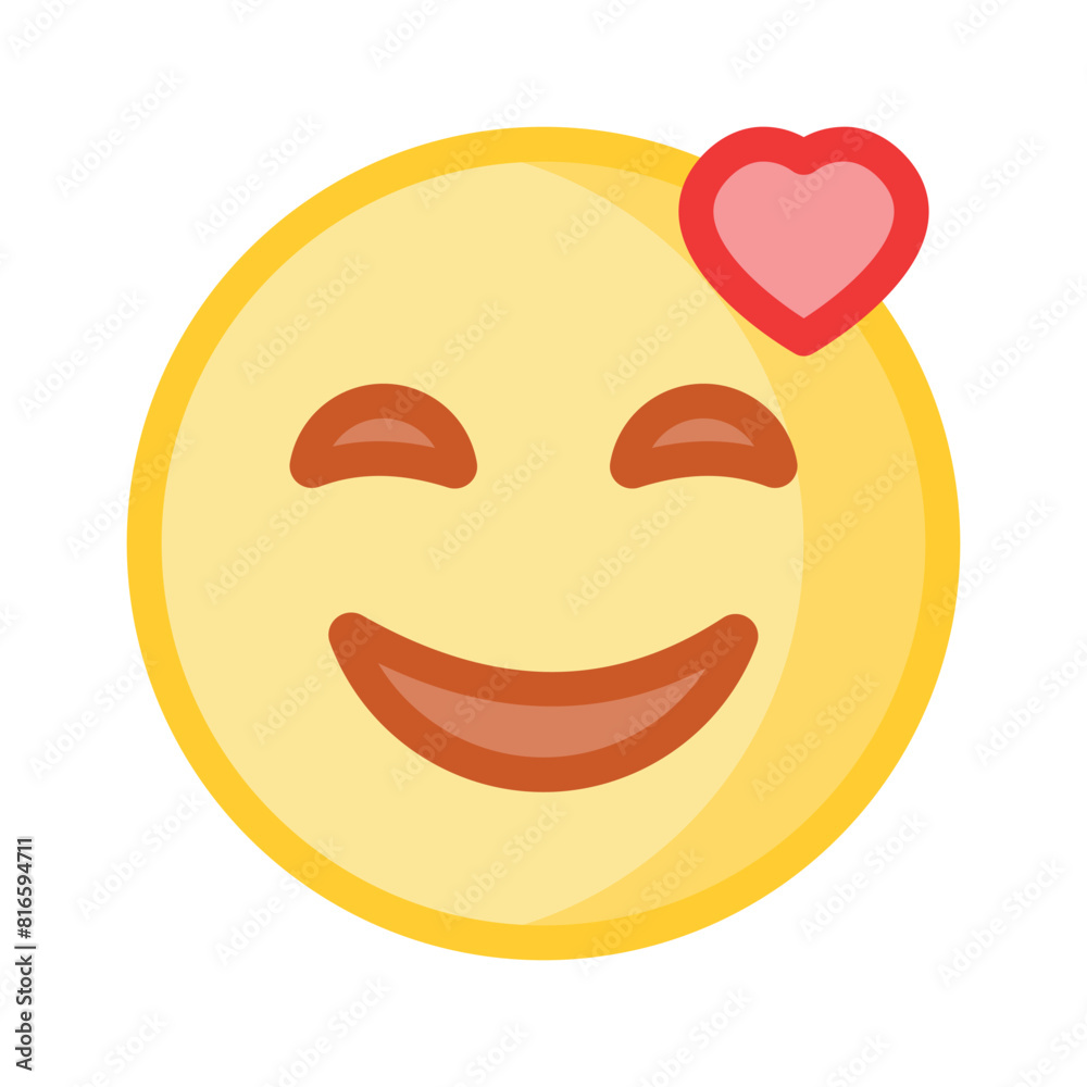 Happy face with heart symbols on eyes, concept icon of in love emoji Happy face with heart symbols on eyes, concept icon of in love emoji