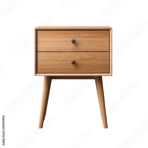 Modern Wooden Bedside Table with Sleek Design, Isolated without Background