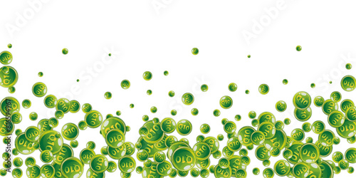 Vitamin Q10 round capsules scattered randomly.