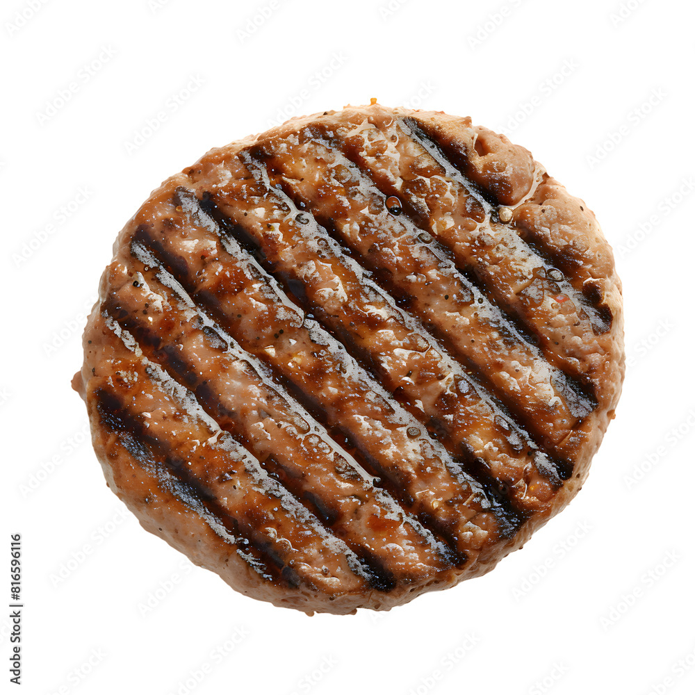 Top View Grilled Hamburger Meat Isolated on transparent background Top View Grilled Hamburger Meat Isolated on transparent background