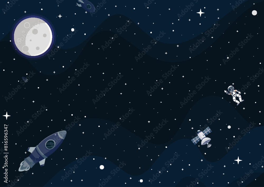 Space cartoon background. Cute design for landing Space cartoon background. Cute design for landing