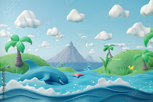 World Oceans Day, To celebrate and raise awareness of the world's oceans Let's work together to conserve the sea, Template 3d design photo