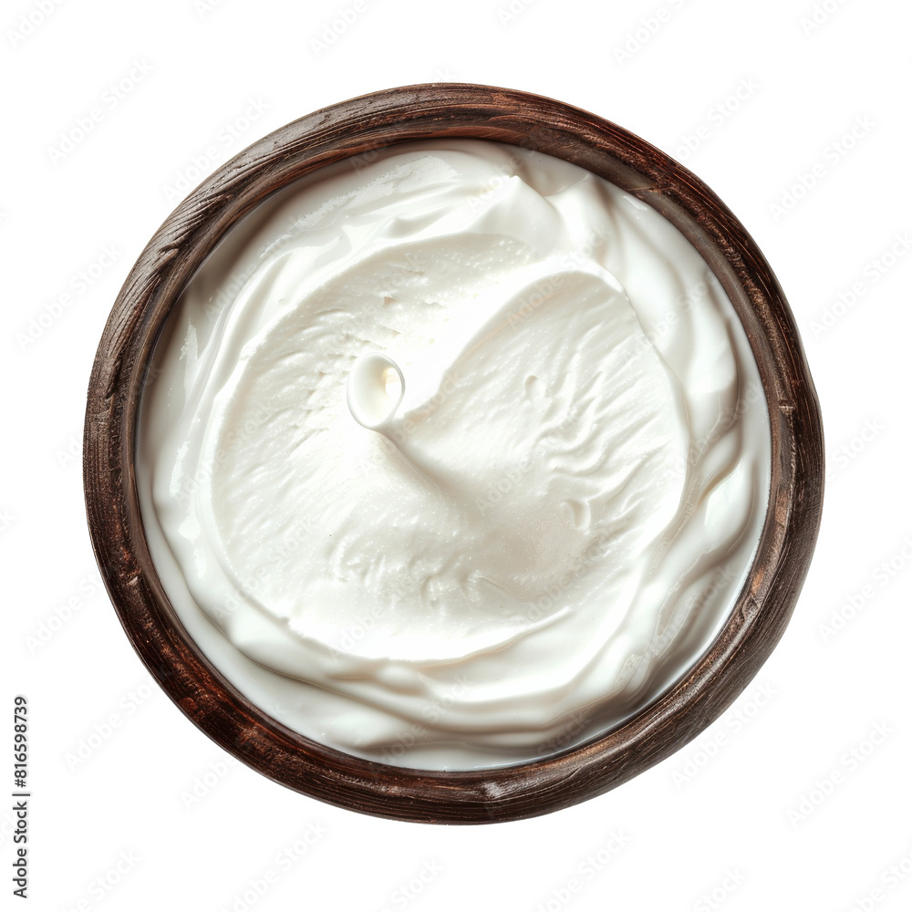 Creamy Yogurt in a Transparent Glass Jar, Isolated Without Background Creamy Yogurt in a Transparent Glass Jar, Isolated Without Background