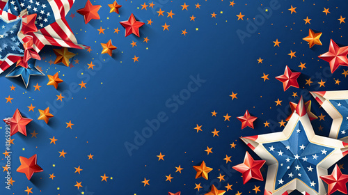 Greeting card with text HAPPY MEMORIAL DAY and stars o