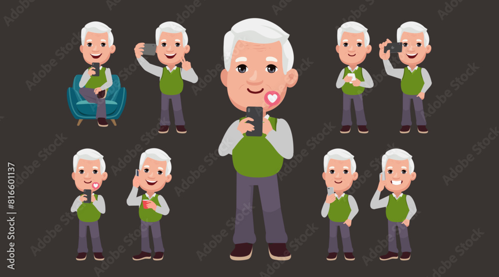 Old people using smartphones Old people using smartphones