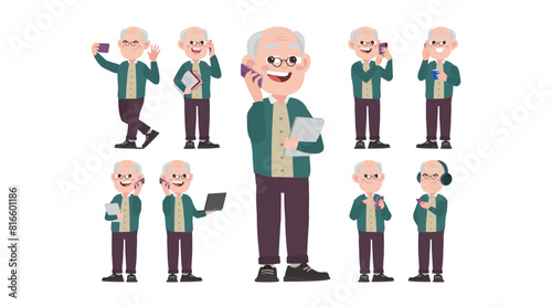 Old people using smartphones
