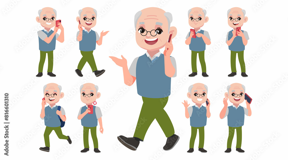 Old people using smartphones