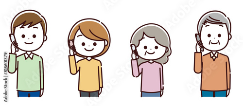 スマートホンで話す人々セット