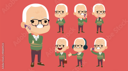 Old people using smartphones