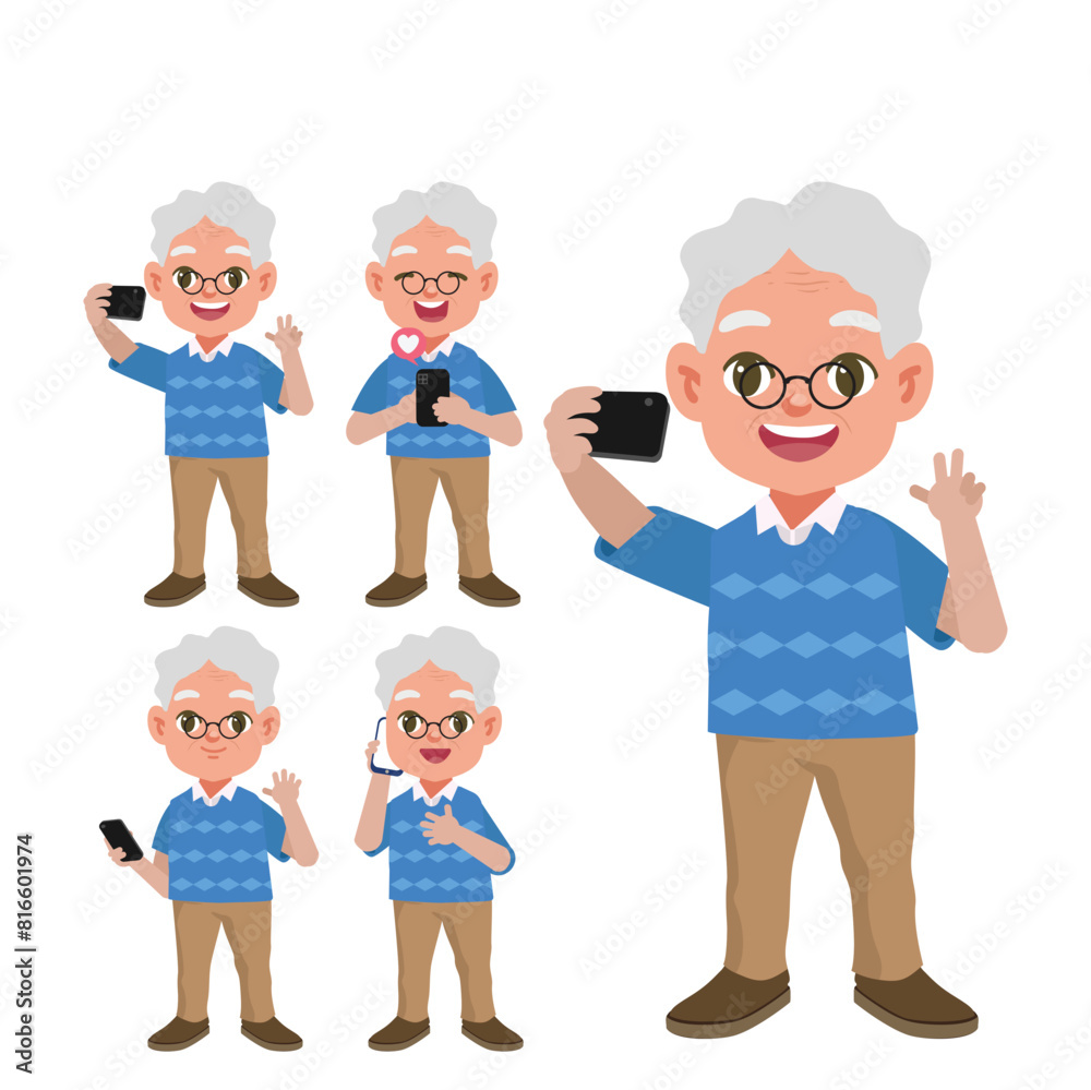 Old people using smartphones Old people using smartphones