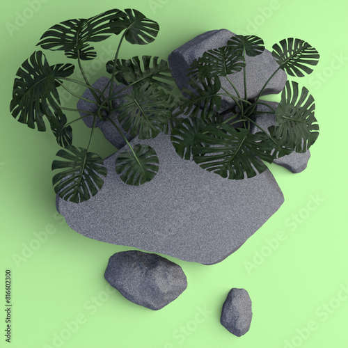 3D Render of natural  and minimal scene for product display presentation for your design