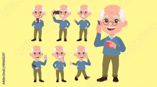 Old people using smartphones