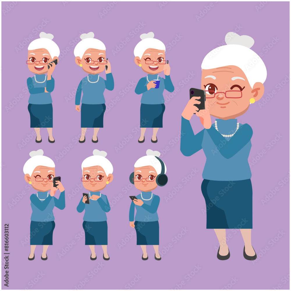 Old people using smartphones