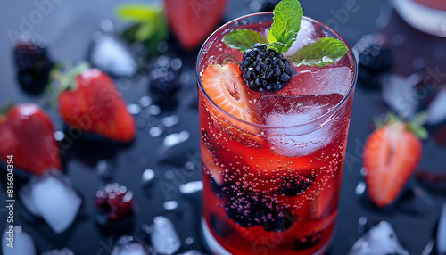 summer refreshing fruit juice with fruity background generated by AI