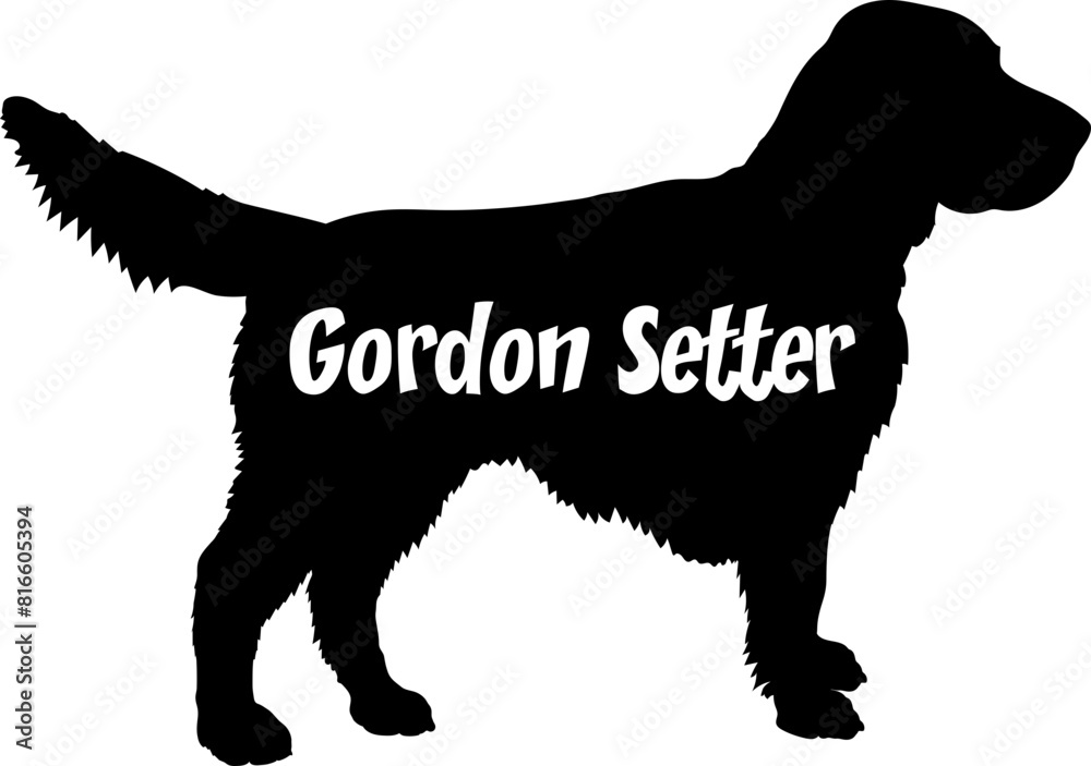 Gordon Setter. Dog silhouette dog breeds logo dog monogram vector