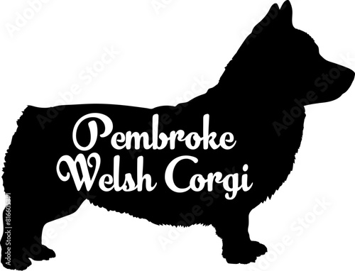 Pembroke Welsh Corgi Dog silhouette dog breeds logo dog monogram vector