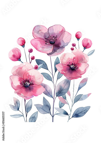 Wallpaper Mural flowers in watercolor style Torontodigital.ca