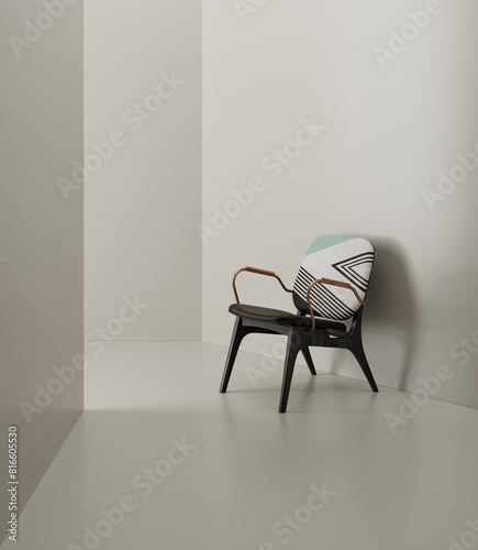 3d render armchair in minimal interior 