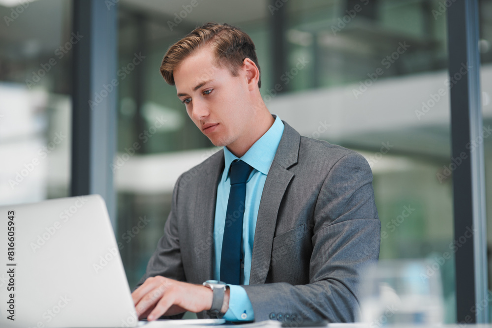 Man, laptop and thinking for corporate research, future and economy growth prediction. Male, company advisor and technology or planning with computer, reading or progress report or analytics Man, laptop and thinking for corporate research, future and economy growth prediction. Male, company advisor and technology or planning with computer, reading or progress report or analytics