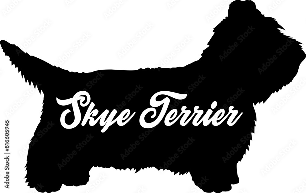 Skye Terrier. Dog silhouette dog breeds logo dog monogram vector Skye Terrier. Dog silhouette dog breeds logo dog monogram vector