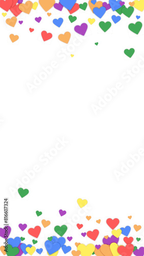 Rainbow colored scattered hearts. LGBT valentine