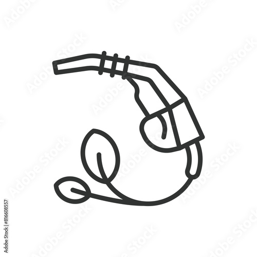 Green fuel, in line design. Green, fuel, energy, renewable, eco-friendly, sustainable, biofuel on white background vector. Green fuel editable stroke icon.