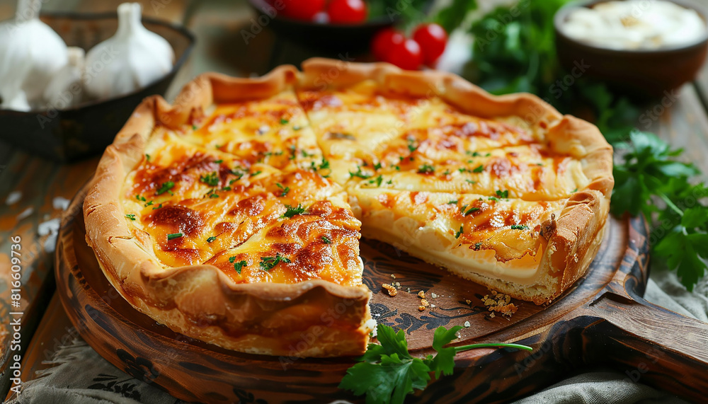 Italian pizza slice with stretching cheese generated by AI Italian pizza slice with stretching cheese generated by AI