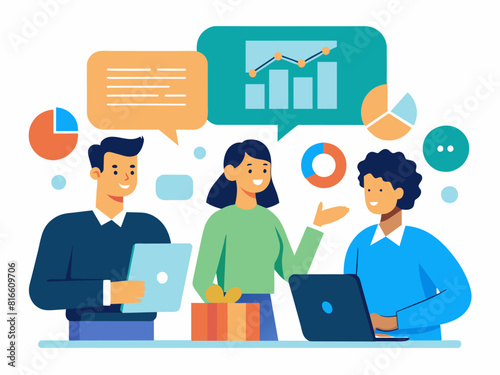 Business team at work. Group of business workers. Business vector illustration.