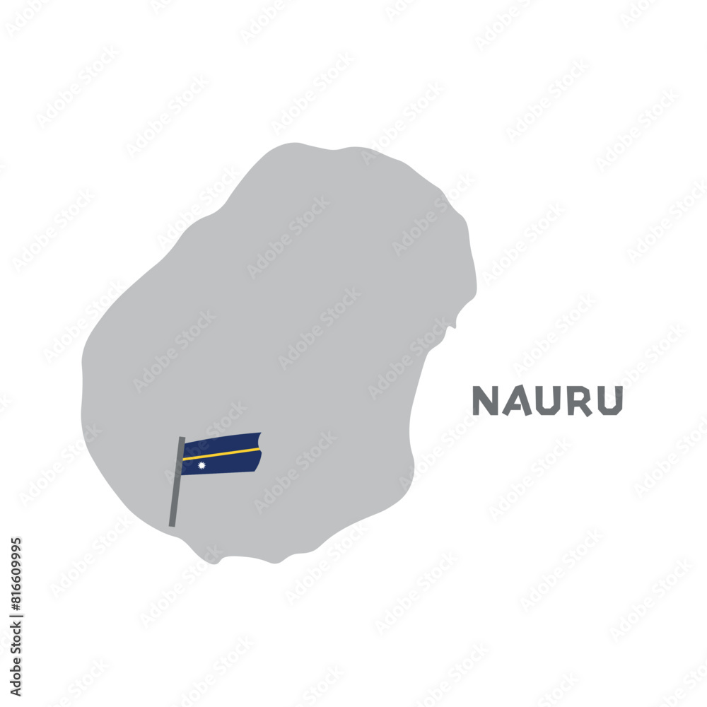 Nauru vector map illustration, country map silhouette with the flag