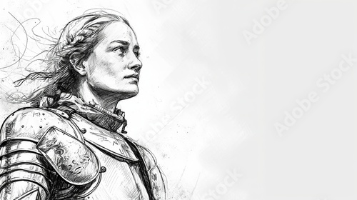 Joan of arc - pencil sketch or drawing with copy space photo