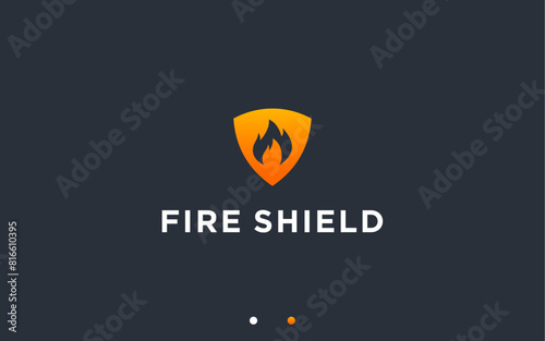 Free Download fire shield logo design vector silhouette illustration - GFXLoad