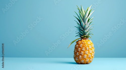 Fresh pineapple on blue background