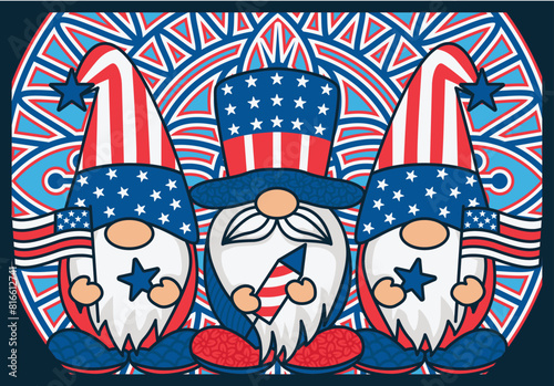 4th of July Gnome Patriotic Background