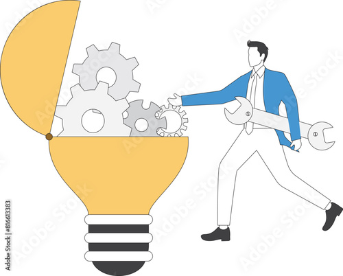 light bulb with gears, Light bulb with gears - Businessman