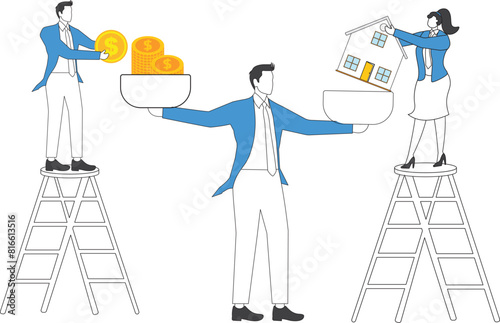 Investment in real estate, Business people, investment in real estate like townhouse
