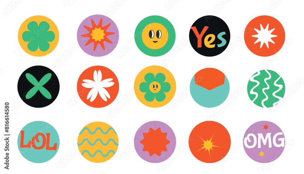 set of y2k sticker. vector illustration set of y2k sticker. vector illustration