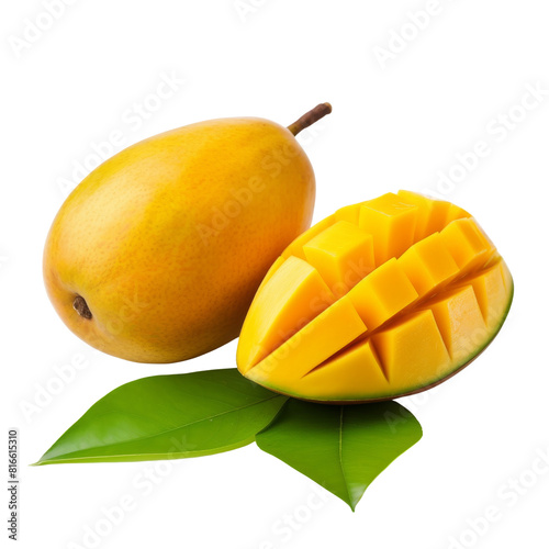 Ripe Mango Isolated without Background for Fresh Tropical Fruit Concept.
